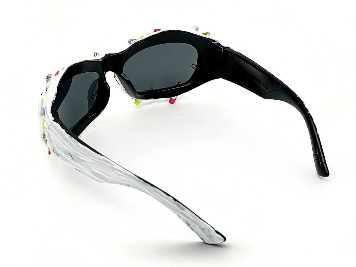 y2k Colorful Safety Pin Sunglasses for Women Punk Cyber Streetwear Party Avant-garde Funny Shades UV400 lunette soleil femme