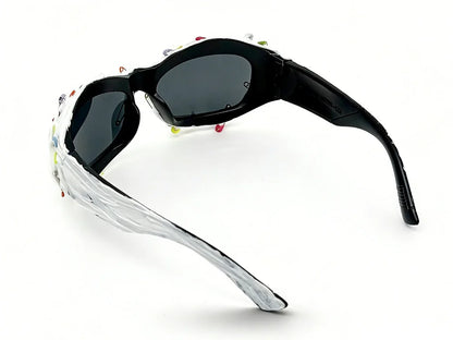 y2k Colorful Safety Pin Sunglasses for Women Punk Cyber Streetwear Party Avant-garde Funny Shades UV400 lunette soleil femme