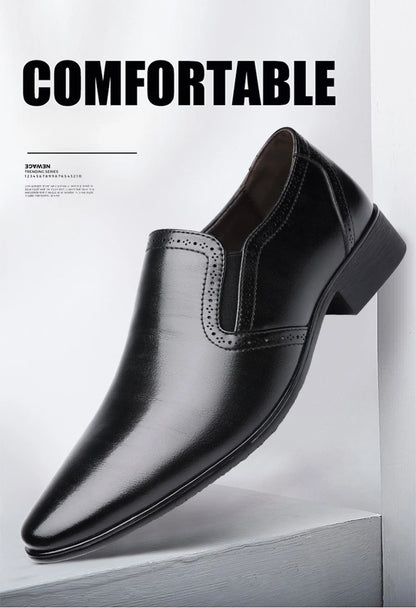 Spring Autumn New Designer Dress Shoes for Men Solid Color Fashion Formal Business Casual Leather Shoes Male