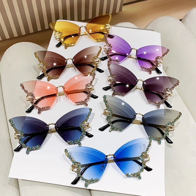 Cycling New Y2K Style Women Fashion Sunglasses Oversize Butterfly Shape Diamond Edge Design Sun Glasses Street Party Glasses