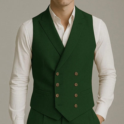 Men Vest White Solid With Lapel Double Button Waistcoat For Wedding Party Banquet Business Work Daily Casual Men Suit Vest