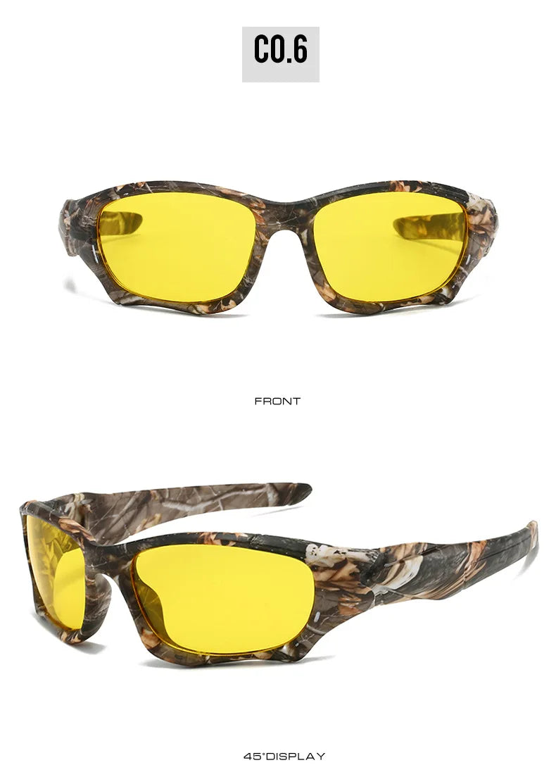 New UV400 Punk Men's Fashion Sport Sunglasses Cycling Driving Tactical Windproof  Coated Frame Fishing Riding Sun Glasses