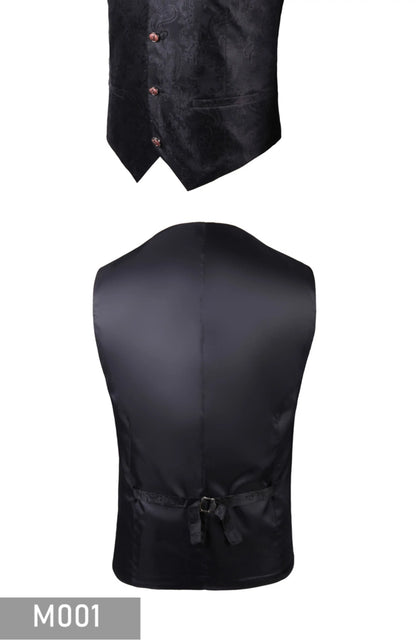 2025 New High-end V-neck Jacquard Black Vest for Men, White Sleeveless Waistcoat, Silver Billiards Uniform ,male Magician Vests
