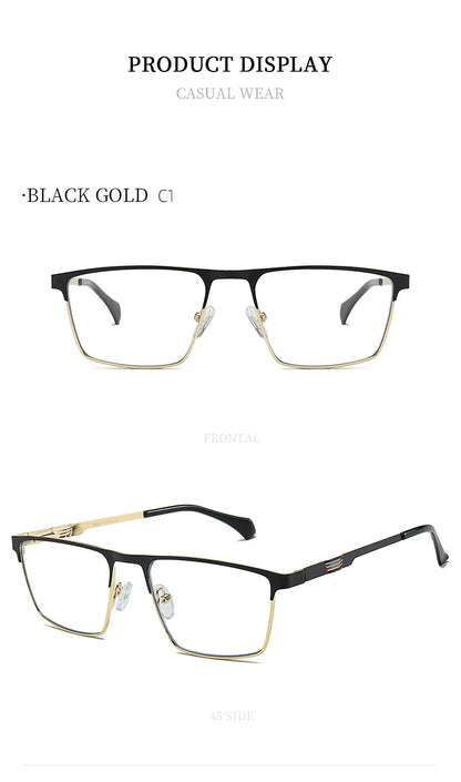 New Metal Eyeglasses Square Frame Business Casual Anti-blue Light Reading Glasses Men's Prescription Customized 6915