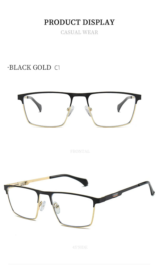 New Metal Eyeglasses Square Frame Business Casual Anti-blue Light Reading Glasses Men's Prescription Customized 6915