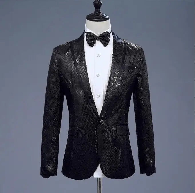2026 New Men's Red Suit Jacket, Wedding Party Slim Dress Coat, Sequin Decoration Luxurious Blazers Blue Green Terno Masculino