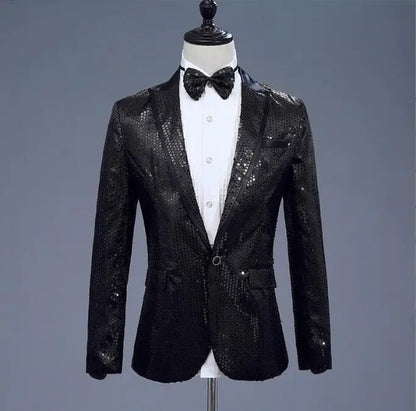 2026 New Men's Red Suit Jacket, Wedding Party Slim Dress Coat, Sequin Decoration Luxurious Blazers Blue Green Terno Masculino