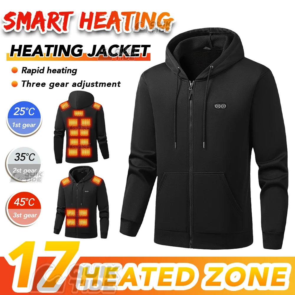 Intelligent Heating Hoodie, 29-Heating Zones, 4-Switches, 3-Speed Adjustable, Suitable For Outdoor Activities,Indoor Work,Hiking