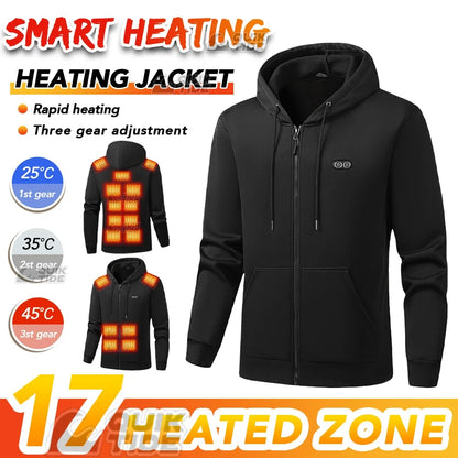 Intelligent Heating Hoodie, 29-Heating Zones, 4-Switches, 3-Speed Adjustable, Suitable For Outdoor Activities,Indoor Work,Hiking