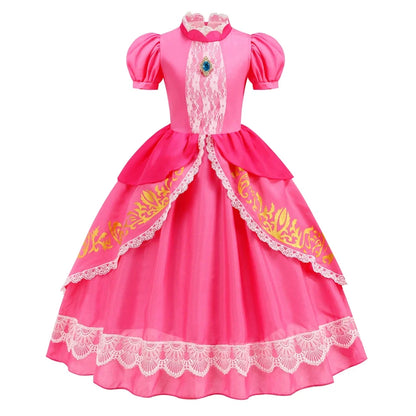 Girls Peach Dress Halloween Princess Cosplay Costume Kids Gowns Children Fancy Outfits