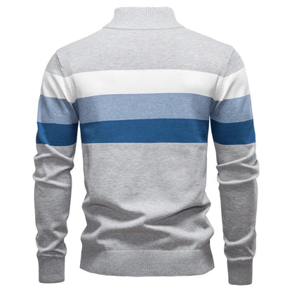 Men's Cotton Mock Neck Stand Collar Sweaters Quarter Zipper Pullover Autumn Winter Warm Social Casual Sweater for Men