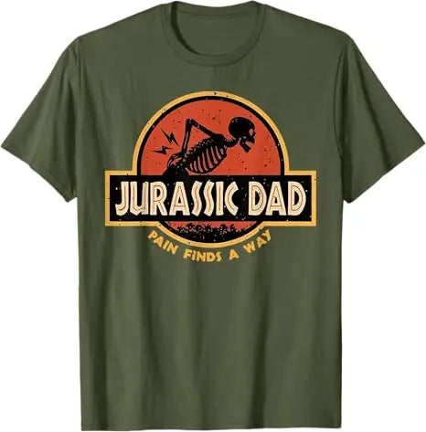 Jurassic Dad Pain Finds A Way Funny Sarcastic Skeleton T-Shirt Y2k Prehistoric Dad Joke Saying Tee Humor Parenting Cool Clothes