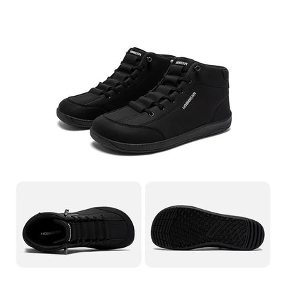 Mid Top Barefoot Shoes Mens Womens Wide Toe Ankle Boots Outdoor Non-Slip Artificial Leather Shoes