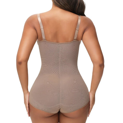 Cross Waist Tummy Control Body Shaping Bodysuit for Women Full Body Control V-Neck Mesh Breathable Briefs Underwear Butt Lifter