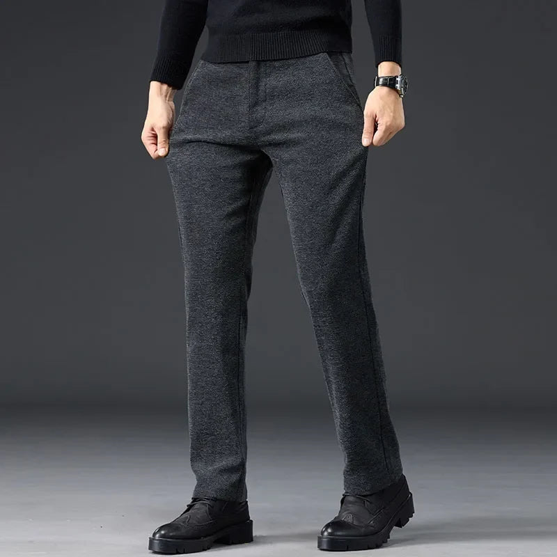 Men's Slim Fit Chenille Long Pants Advanced Business Casual Trousers Trend Autumn Comfortable Daily Wear Male Clothing