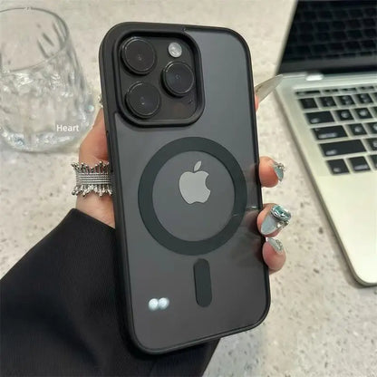 غطاء حماية مغناطيسي شفاف غير لامع Magsafe لهواتف آيفون 17 16 15 14 13 12 11 برو ماكس 14 بلس 16E 17E AIR للشحن اللاسلكي