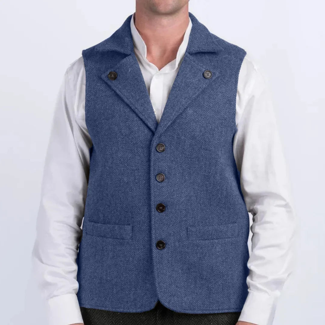 Men Vest Coffee Herringbone With Lapel Single Button Waistcoat For Wedding Party Commute Business Office Work Daily Casual Vest