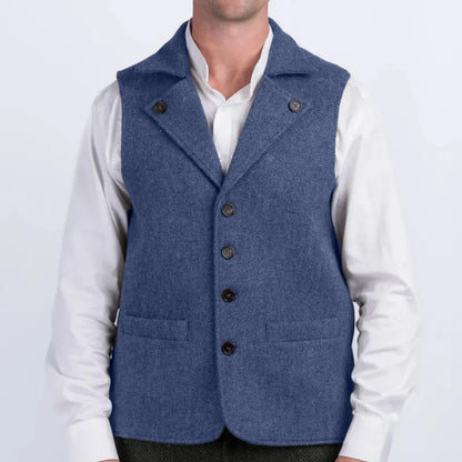 Men Vest Coffee Herringbone With Lapel Single Button Waistcoat For Wedding Party Commute Business Office Work Daily Casual Vest