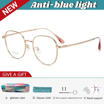 Simple Fashion Large Frame Titanium Design Women Anti-blue Light Reading Glasses Men Customized Prescription 02-K5012