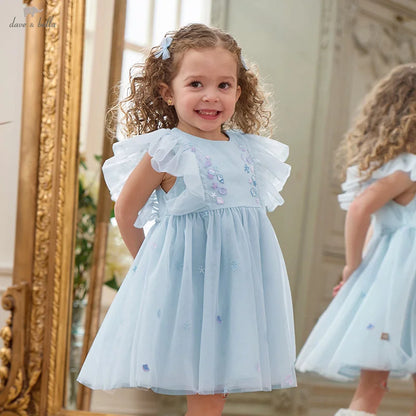 Girls Baby Princess Dress Summer Sweet Shell Embroidery Kids Mesh Elegant Dress Party Outdoor Seaside DB2251295