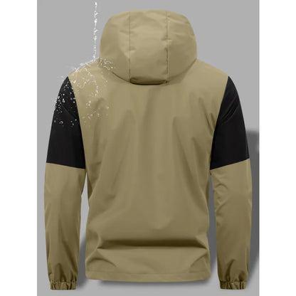 Men's Windproof Waterproof Hooded Jackets Big Pockets High Street Print Outdoor Windbreaker Coat for Hiking Trekking Streetwear