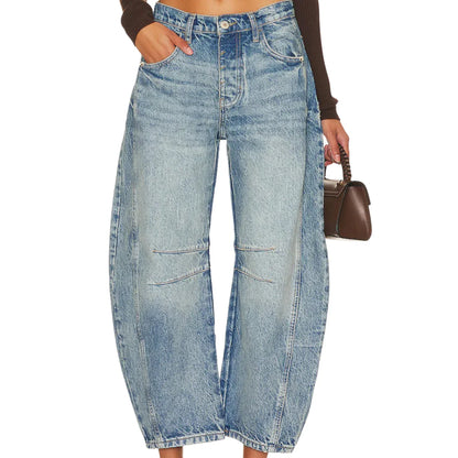 Women's Relaxed-Fit Denim Curved Pants
