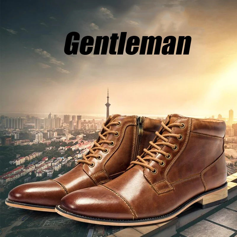 ZFTL New Men Ankle boots Handmade men Chelsea Genuine Leather Men boots Lace-up male Casual high-top boots big size 2025
