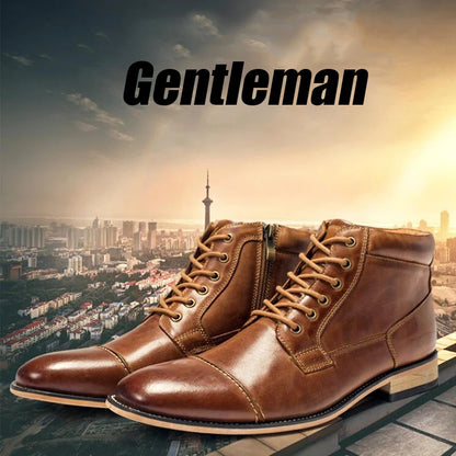 ZFTL New Men Ankle boots Handmade men Chelsea Genuine Leather Men boots Lace-up male Casual high-top boots big size 2025