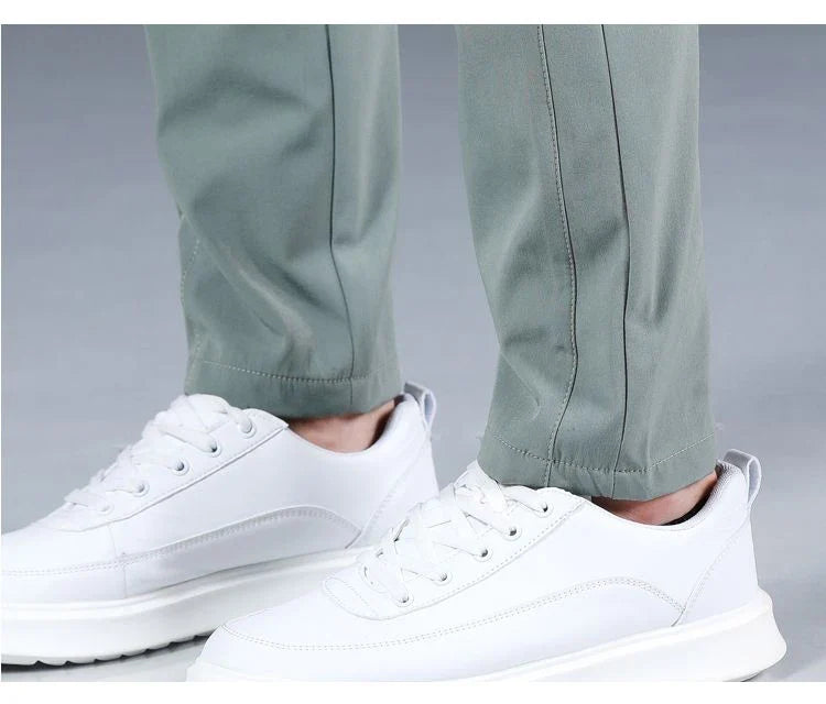 Ice silk men's pants 2026 summer new black gray thin business casual pants outdoor elastic breathable straight leg sports pants