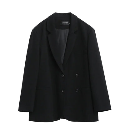 2026 Fashion Women's Blazer Office Lady Long Sleeve Double-breasted Mid-length Casual Coat Ladies Outerwear Stylish Top