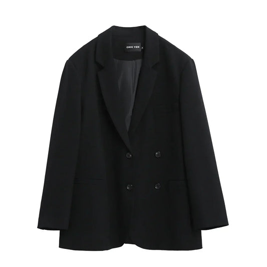 2026 Fashion Women's Blazer Office Lady Long Sleeve Double-breasted Mid-length Casual Coat Ladies Outerwear Stylish Top