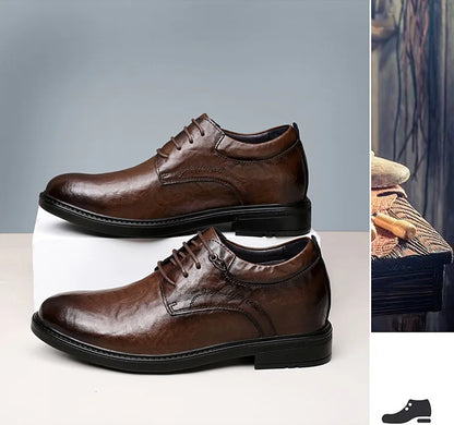 Leather Casual Elevator Shoes for Men 10cm Invisible Height Increase Casual Sneakers Business Formal Shoes