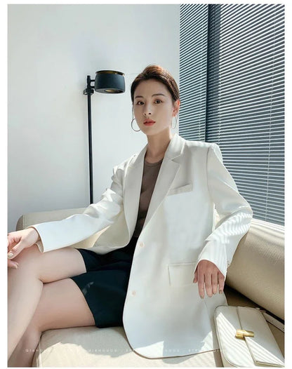 White Suit Jacket Female  2026 New Korean Version Loose Online Celebrity Casual Professional Fashion Small Suit Jacket