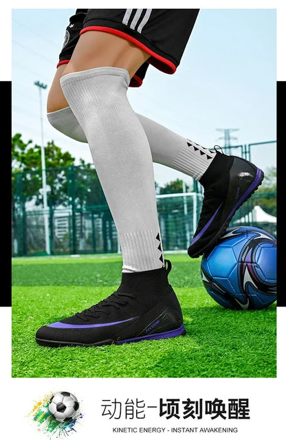 New Men Football Boots Match Outdoor Long Spikes Soccer Shoes Cleats Comfortable Training Sport Adult Breathable Boys Non Slip