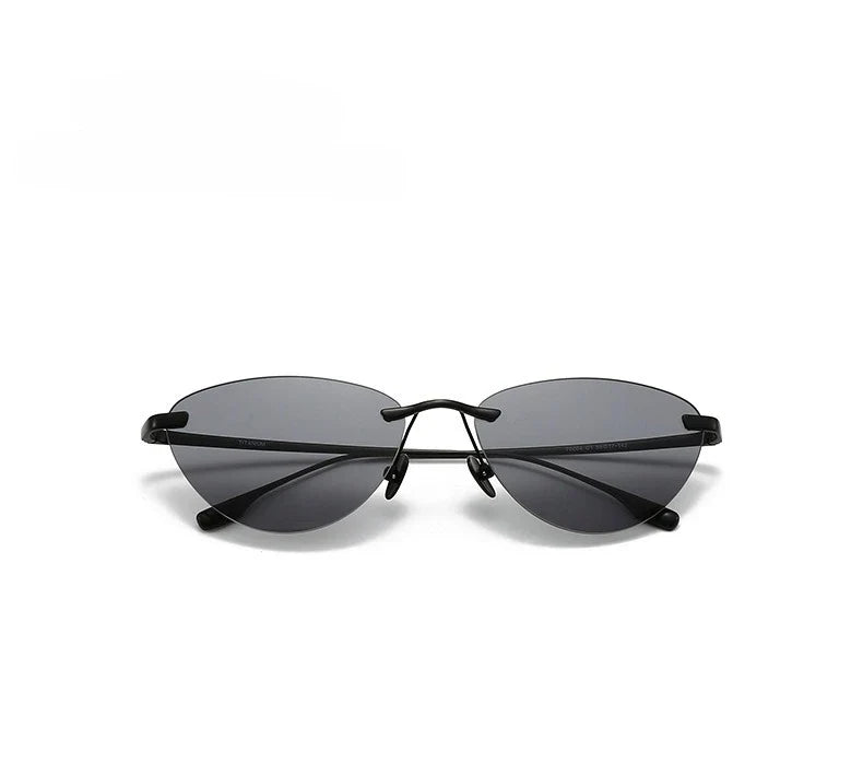 Frameless Cat Eye Sunglasses Fashion New Irregular Sun Glasses Titanium Men Driving Glasses Women Outdoor UV Resistant Eyewear