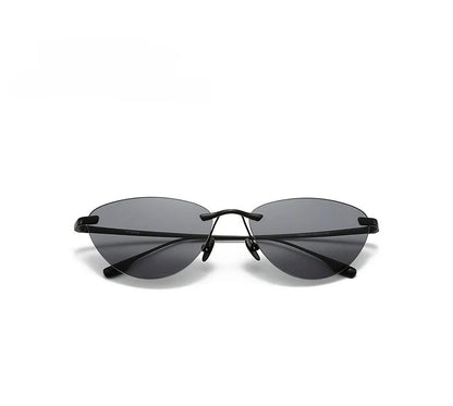 Frameless Cat Eye Sunglasses Fashion New Irregular Sun Glasses Titanium Men Driving Glasses Women Outdoor UV Resistant Eyewear