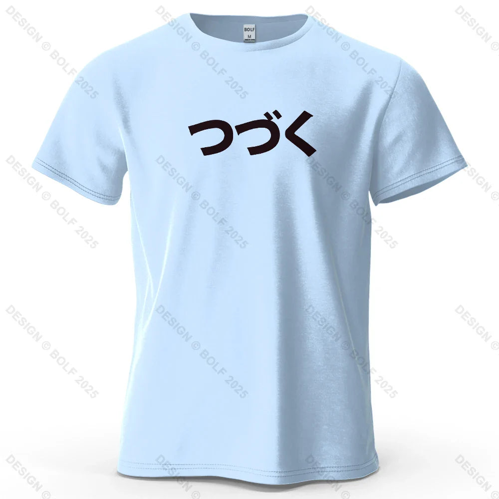 Japanese Character Printed Men's T-Shirt 100% Cotton Oversized Cultural Graphic Tees for Women Tops Tees Casual Streetwear