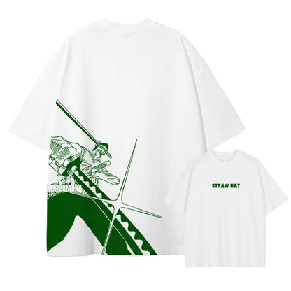One Piece Straw Hat Pirates Unisex T-shirt 2026 Summer New Anime Double-sided Printed Casual Parent-child Short Sleeved Shirt