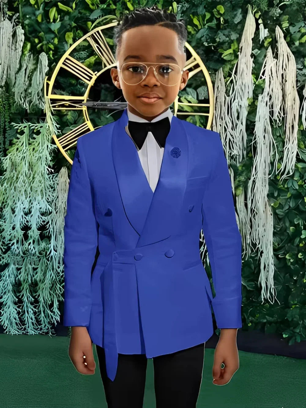 High Quality Boys Shawl Lapel Suits 2 PiecesJacket Pants For Stage Performance Double Breasted Kids Suit Set Wedding Guest Wear