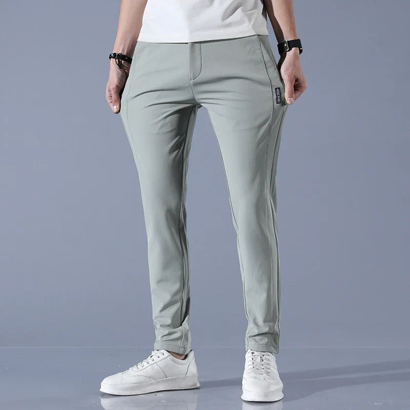 2026 Spring Summer Men's Ice Silk Golf Casual Slim Straight Thin Trousers Male Fashion Stretch Breathable Jogging 28-38