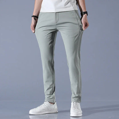 2026 Spring Summer Men's Ice Silk Golf Casual Slim Straight Thin Trousers Male Fashion Stretch Breathable Jogging 28-38