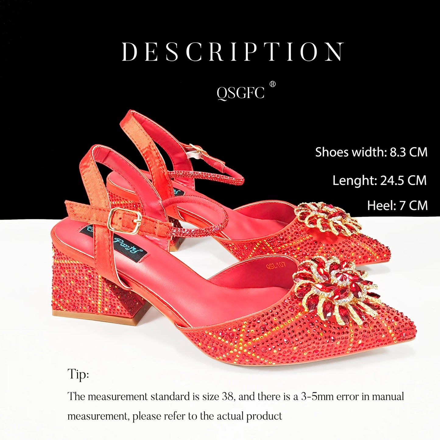 New Style Evening Shoes and Bag Set Comfortable Thick Heel Shoes With Oval Stand Bag Comes with Metal Double Chain