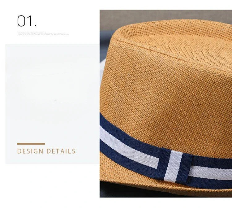 New Hat Men Summer Short Shading Fashion Jazz Gentleman Hat Middle-aged and Old Outdoor Leisure Joker Hat