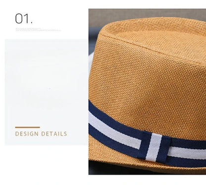 New Hat Men Summer Short Shading Fashion Jazz Gentleman Hat Middle-aged and Old Outdoor Leisure Joker Hat