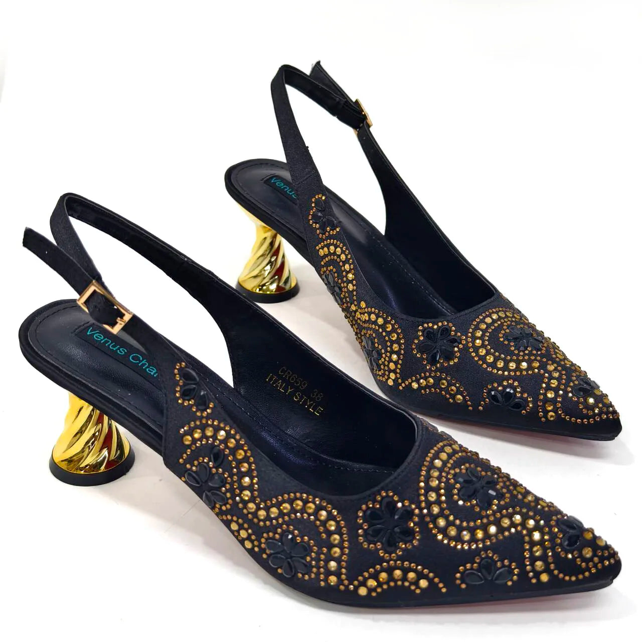 2024 Elegant Rhinestone Pointed-Toe Pumps With Matching Bag Set Large Capacity Bag for Women's Party High Heels