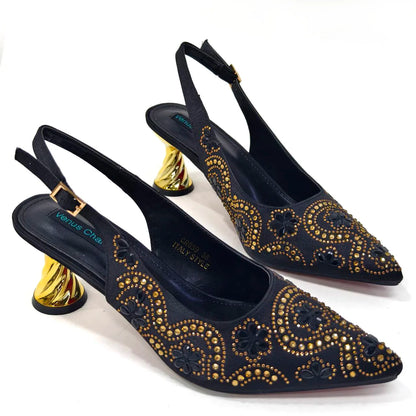 2024 Elegant Rhinestone Pointed-Toe Pumps With Matching Bag Set Large Capacity Bag for Women's Party High Heels