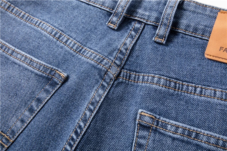 2026 New Autumn Men's Blue Straight-leg Jeans Business Casual Cotton Stretch Denim Pants Male Brand Plus Size 40 42 44