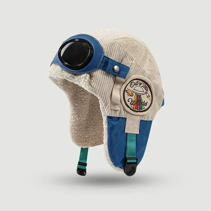 Niche Design Removable Glasses Pilot Hats for Men and Women Autumn Winter Outdoor Riding Warm Casual Versatile Retro Bomber Cap