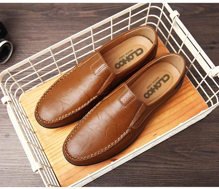Genuine Leather Men Casual Shoes Luxury Brand Mens Loafers Moccasins Breathable Slip on Black Driving Shoes Plus Size 37-47