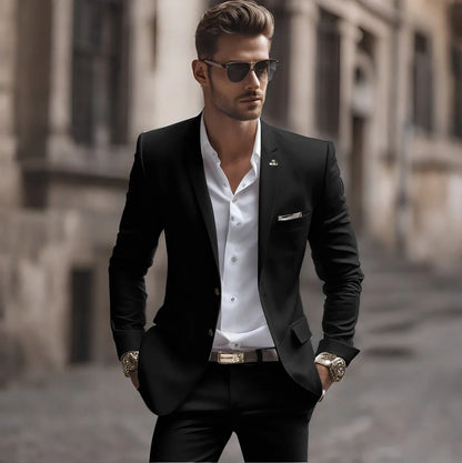Summer White Men Suits Two Piece Fashion Notch Lapel Single Breasted Suit Slim Fit Elegant Smart Casual Groom Wedding Tuxedo